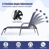 Adjustable Patio Chaise Folding Lounge Chair with Backrest