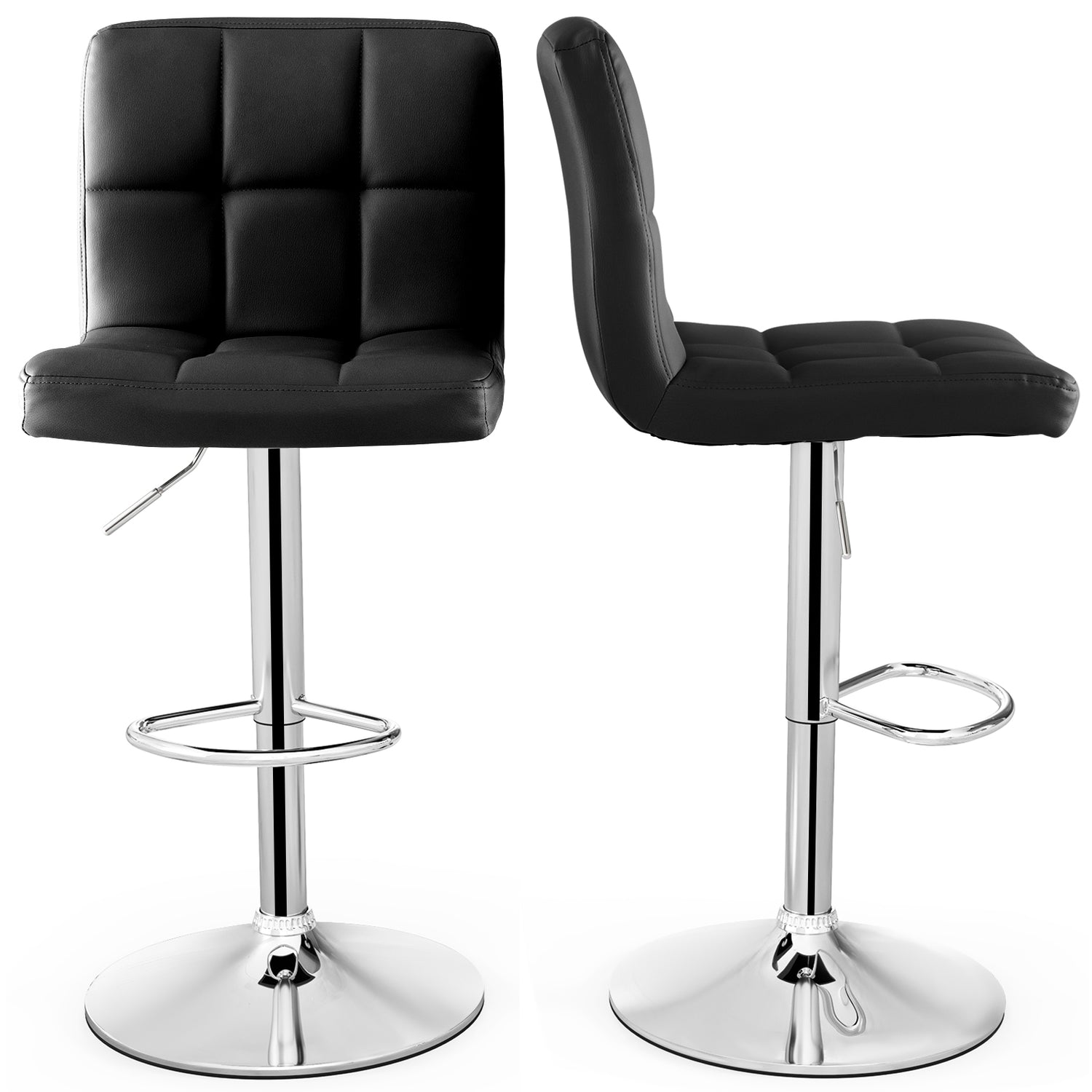 Adjustable Swivel Bar Stool with PU Leather