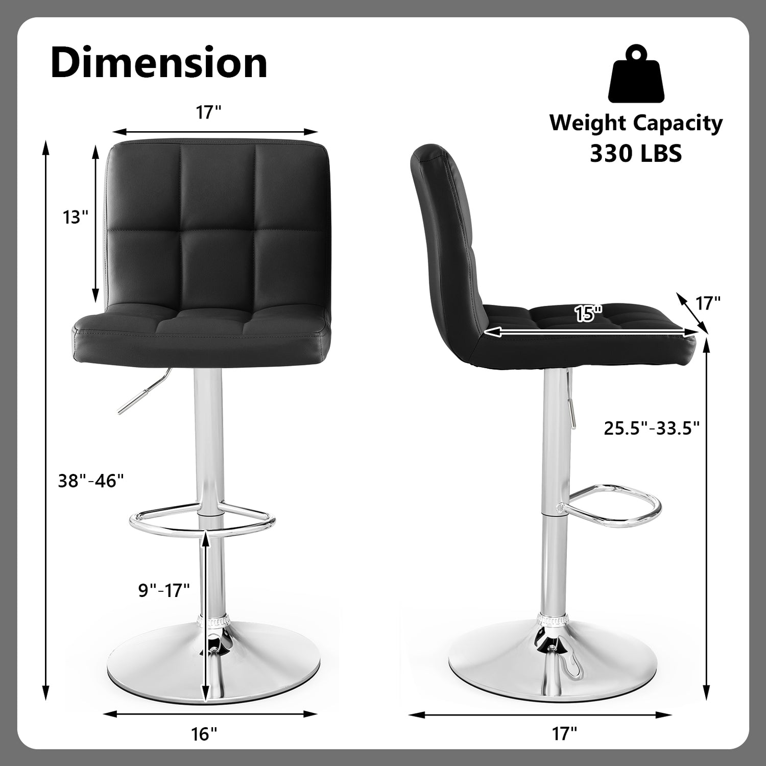 Adjustable Swivel Bar Stool with PU Leather