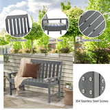 52 Inch All-Weather HDPE Outdoor Bench with Backrest and Armrests