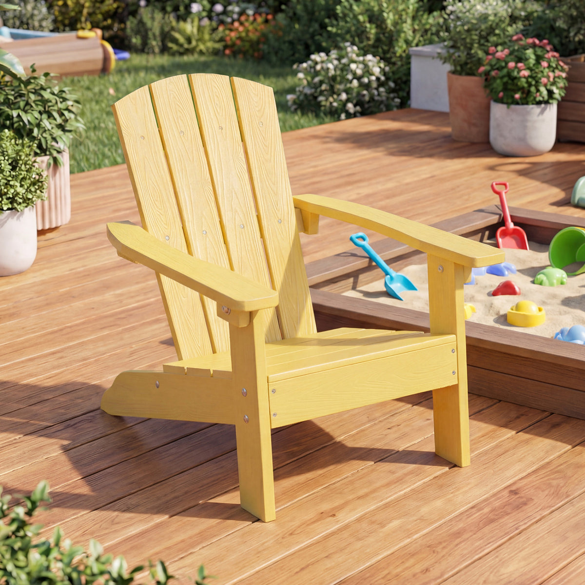 All-Weather HIPS/HDPE Kid's Adirondack Chair with with High Backrest and Armrests