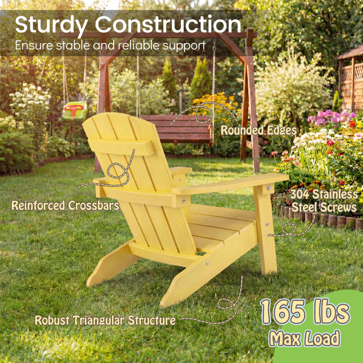 All-Weather HIPS/HDPE Kid's Adirondack Chair with with High Backrest and Armrests