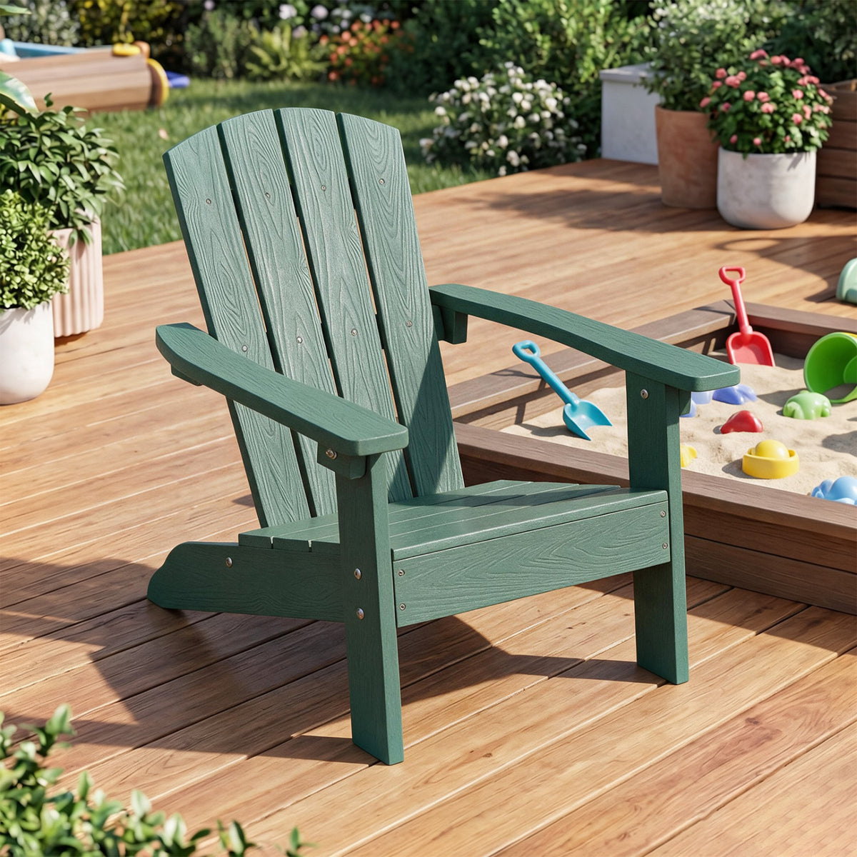 All-Weather HIPS/HDPE Kid's Adirondack Chair with with High Backrest and Armrests