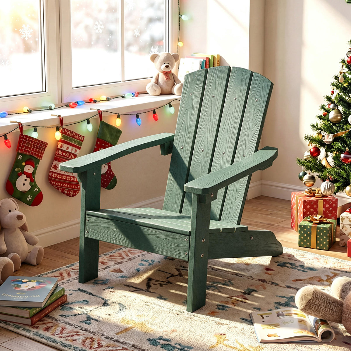 All-Weather HIPS/HDPE Kid's Adirondack Chair with with High Backrest and Armrests