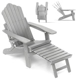 All-Weather HIPS Patio Adirondack Lounge Chair with Retractable Footrest