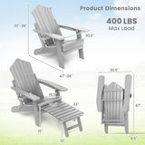 All-Weather HIPS Patio Adirondack Lounge Chair with Retractable Footrest