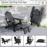 All-Weather HIPS Patio Adirondack Lounge Chair with Retractable Footrest