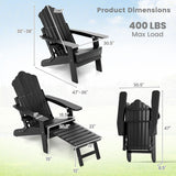 All-Weather HIPS Patio Adirondack Lounge Chair with Retractable Footrest