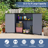 All-Weather Storage Box with Floor and Removable Shelf for Patio and Lawn