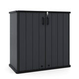 All-Weather Storage Box with Floor and Removable Shelf for Patio and Lawn