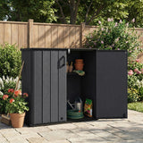 All-Weather Storage Box with Floor and Removable Shelf for Patio and Lawn