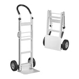 Aluminum Dolly Cart with 2 Rubber Wheels and Ergonomic Handle-Silver
