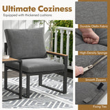 3 Pieces Aluminum Frame Weatherproof Outdoor Conversation Set with Soft Cushions-Gray