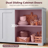 Kitchen Storage Cabinet with Wood Sliding Door