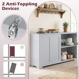 Kitchen Storage Cabinet with Wood Sliding Door