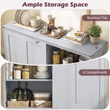 Kitchen Storage Cabinet with Wood Sliding Door