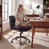 Armless Office Chair with Curved Backrest and Padded Seat
