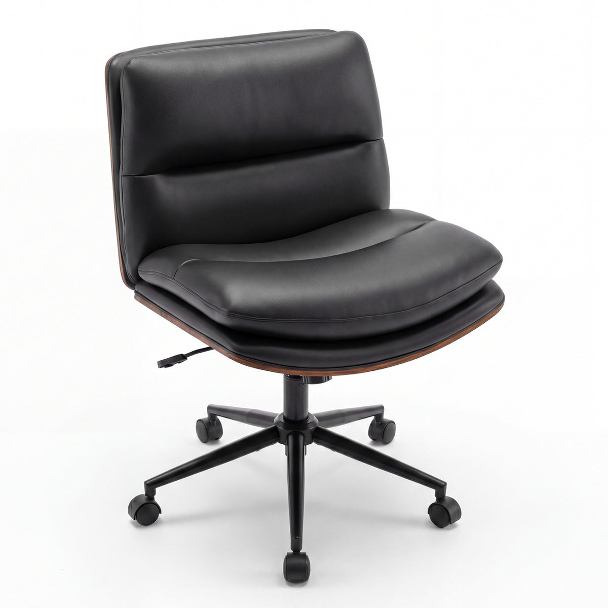 Armless Office Chair with Curved Backrest and Padded Seat
