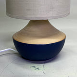 CREATIVE CO-OP Stoneware Table Lamp w/ Linen Shade (No Bulb) Blue/Tan DF8763