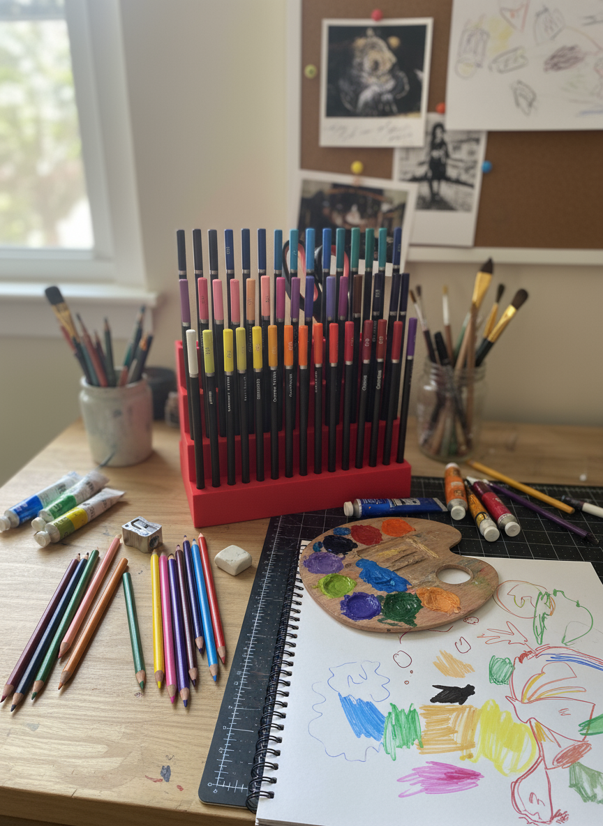 Large 48 Colored Pencil Caddy with Back Storage