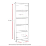 Contemporary Black Bookcase with 5 Shelves and Curved Accents