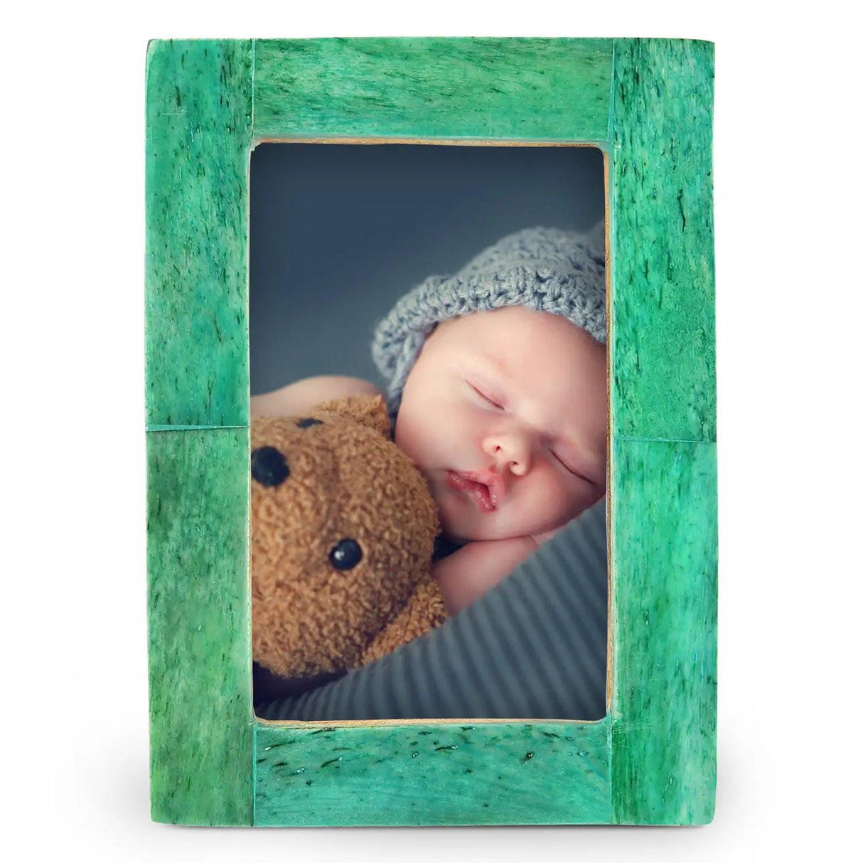 Baby Picture Frames Bone Inlay Collection in Green, Set of 3