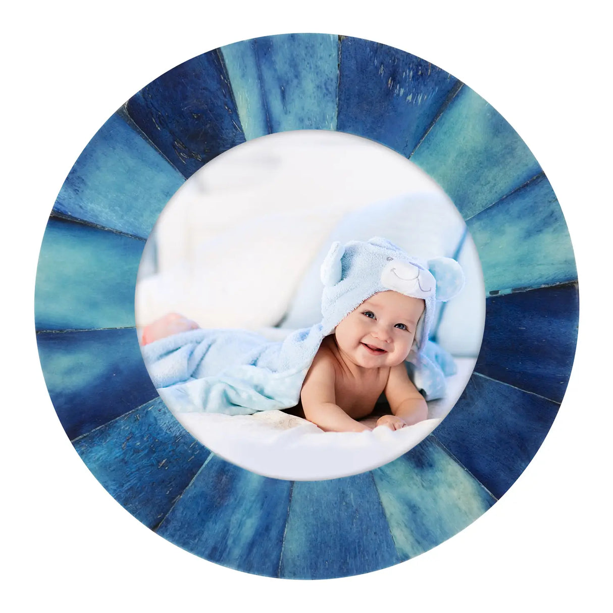 Baby Picture Frames Bone Inlay Collection in Blue, Set of 3