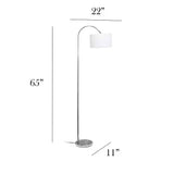 Modern Mid-Century Floor Lamp in Brushed Nickel Finish with White Drum Shade