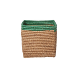 Small Square Raffia Storage Basket - Tea