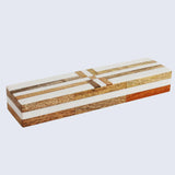 Patisserie Delight Pattern Decorative Storage Box, Resin & Wood Inlay in 7 Sizes, Brown-White