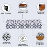 Star Pattern Decorative Storage Box, Bone & Resin Inlay in 7 Sizes, Grey