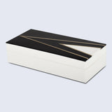 Kept Dapper Gent Pattern Decorative Storage Box, Resin Inlay in 7 Sizes, Black & White