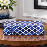 Moroccan Blue & White Resin & Bone Inlay Decorative Storage Box — (7 Sizes)