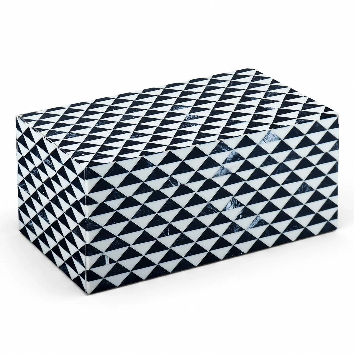 Marquet Prism Black White Resin Inlay Storage Box, 8 Sizes