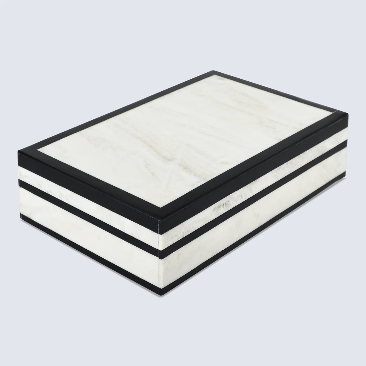 Mono Court Pattern Decorative Storage Box, Resin Inlay in 7 Sizes, Black-White