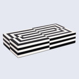 Decorative Storage Box Puzzle Slide Resin Inlay in 7 Sizes, Black & White