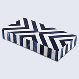 Chevron Pattern Decorative Storage Box, Bone Inlay in 6 Sizes, Blue & White