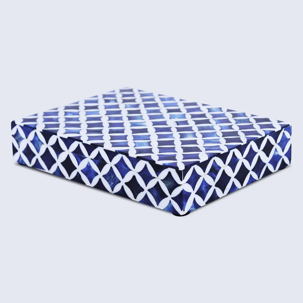 Star Pattern Decorative Storage Box, Bone & Resin Inlay in 7 Sizes, Blue