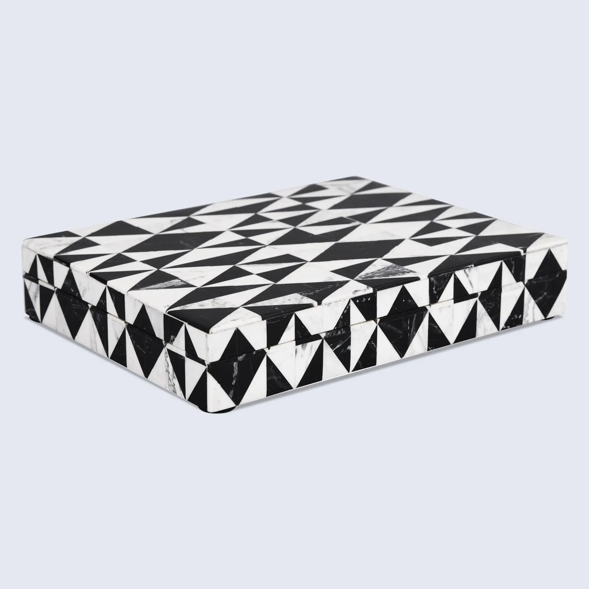 Medley Harlequin Pattern Decorative Storage Box, Resin Inlay in 7 Sizes, Black & White