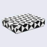 Triangle Pattern Decorative Storage Box, Resin Inlay in 7 Sizes, Black & White