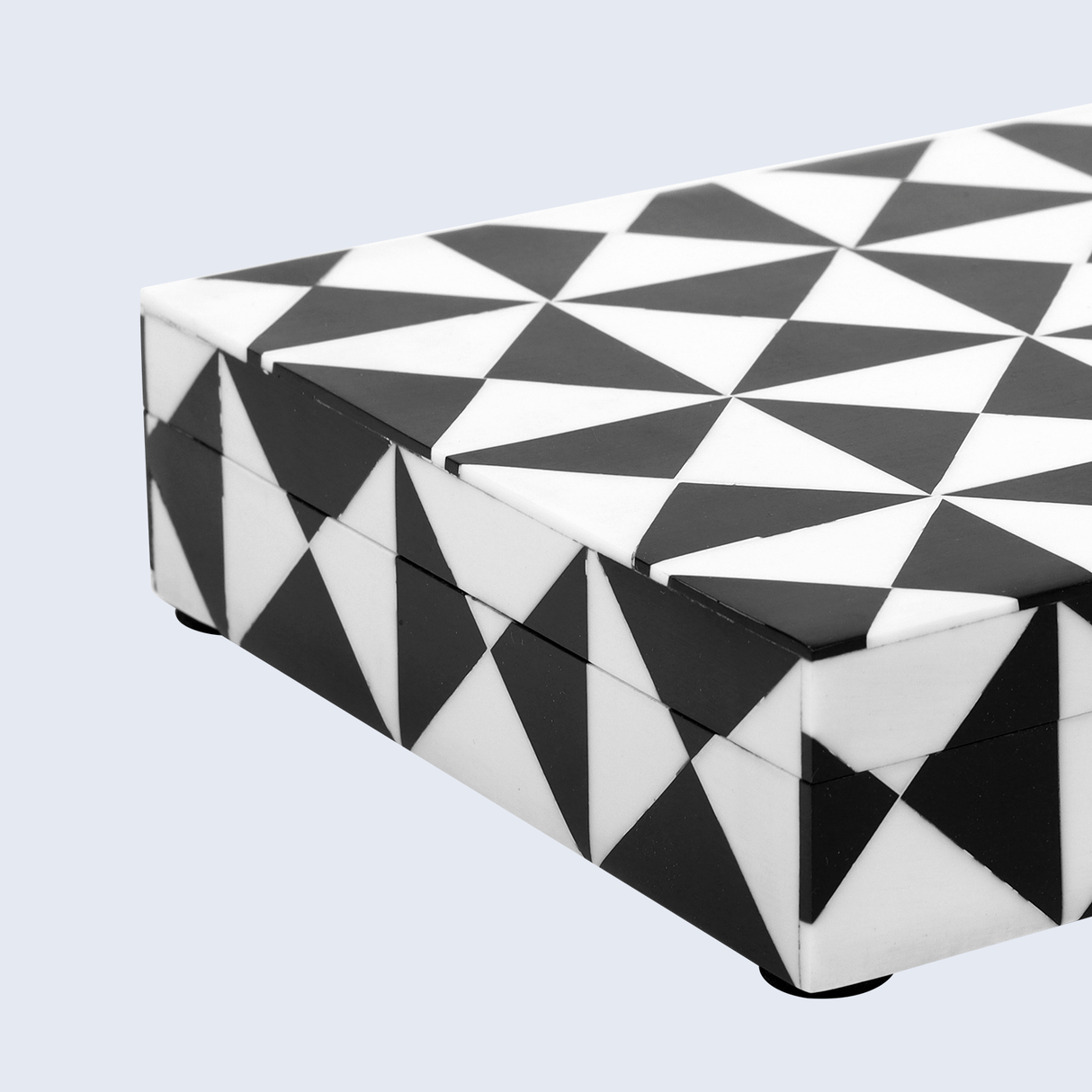 Triangle Pattern Decorative Storage Box, Resin Inlay in 7 Sizes, Black & White