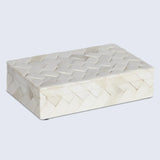 Braid Pattern Decorative Storage Box, Bone Inlay in 7 Sizes, Ivory