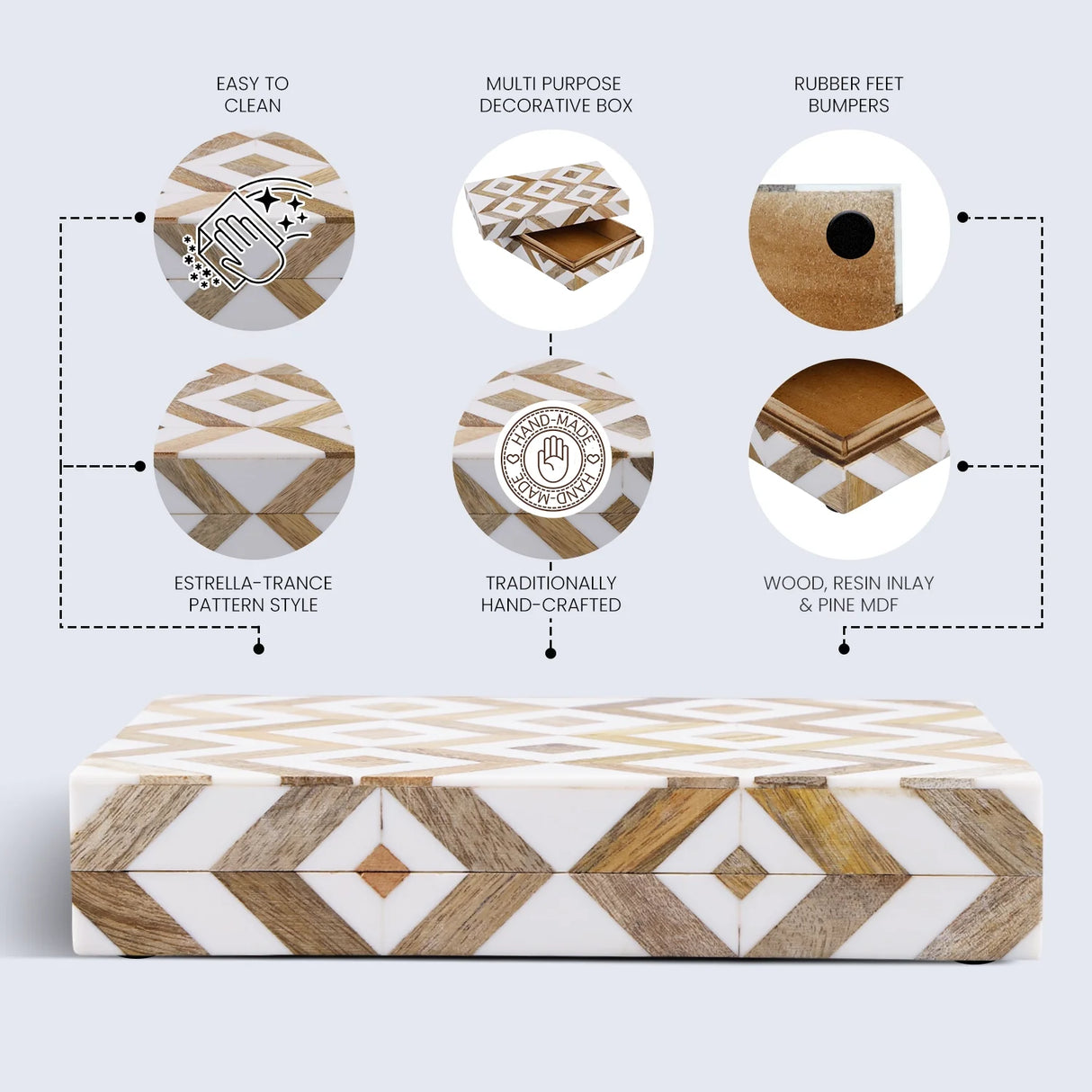 Marquet Array Resin & Wood Inlay Decorative Storage Box