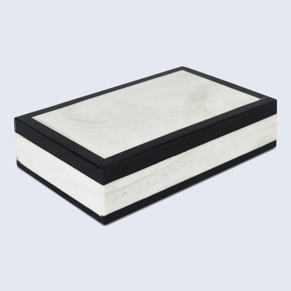 Mono Court Pattern Decorative Storage Box, Resin Inlay in 7 Sizes, Black-White
