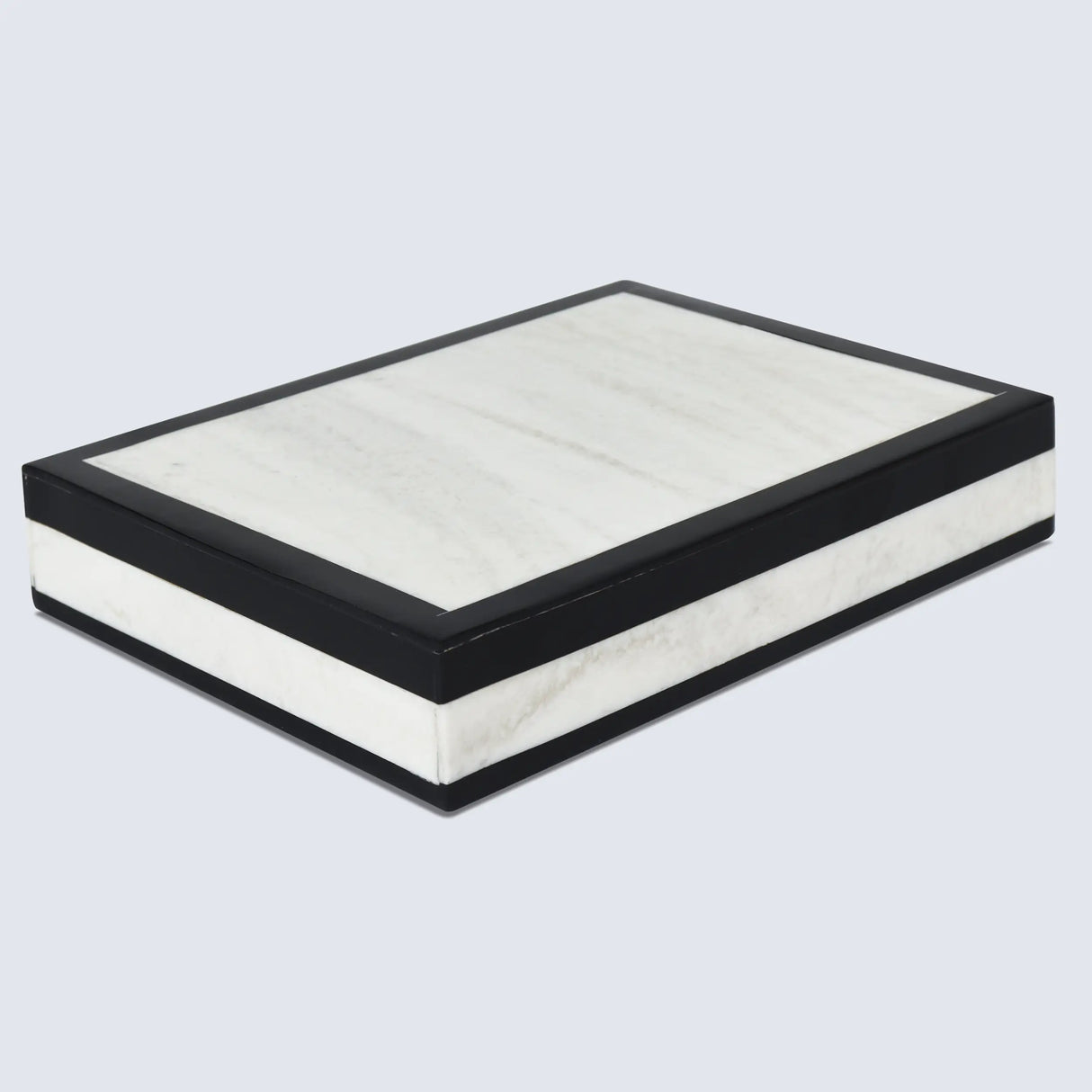 Mono Court Pattern Decorative Storage Box, Resin Inlay in 7 Sizes, Black-White
