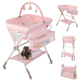 Baby Changing Table Foldable Diaper Changing Station with Storage Bag and Shelf
