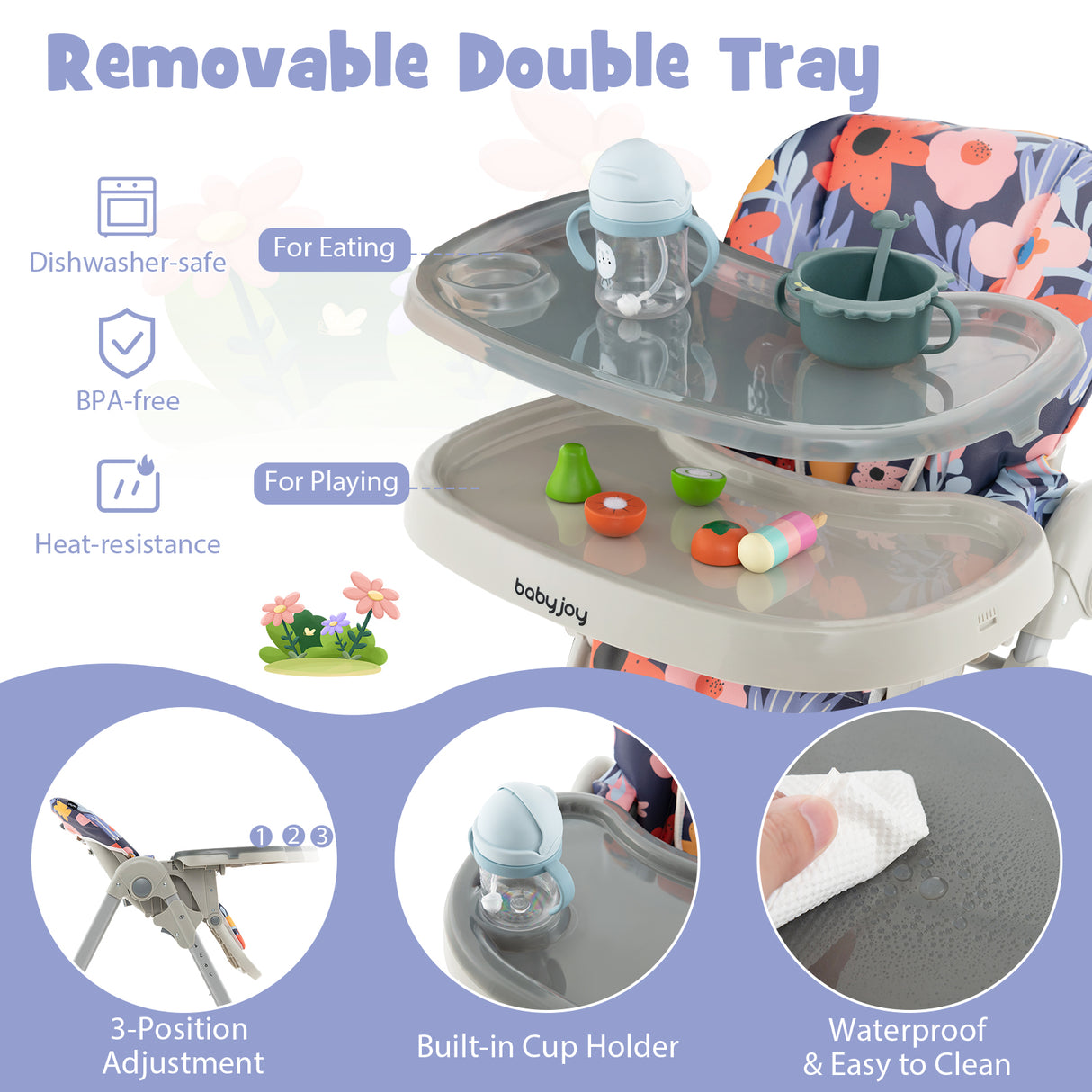 3-In-1 Convertible Baby High Chair for Toddlers