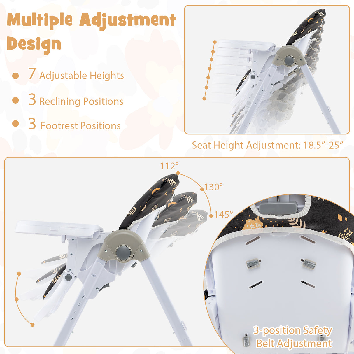 3-In-1 Convertible Baby High Chair for Toddlers