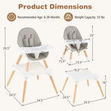 5-in-1 Baby Wooden Convertible High Chair