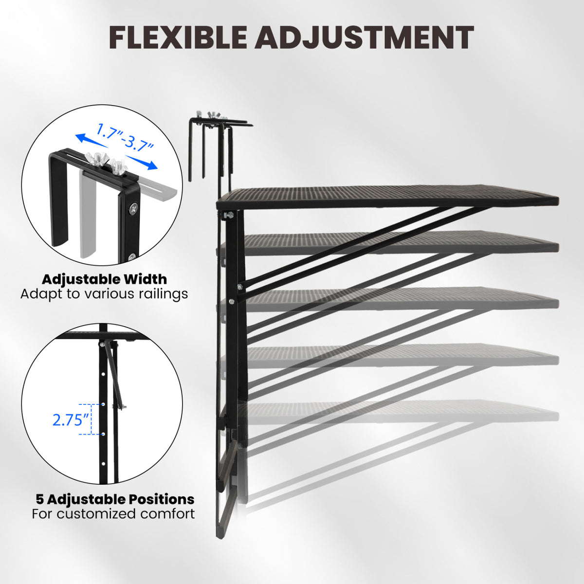 31.5 Inch Large Metal Folding Bar Table with 5-Position Adjustable Height